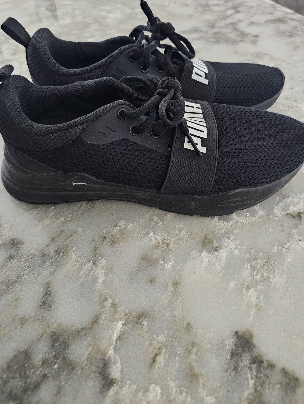 PUMA Wired Run Black Mesh Sneakers Big Kids Size 5 Junior Running Shoe 374214-01